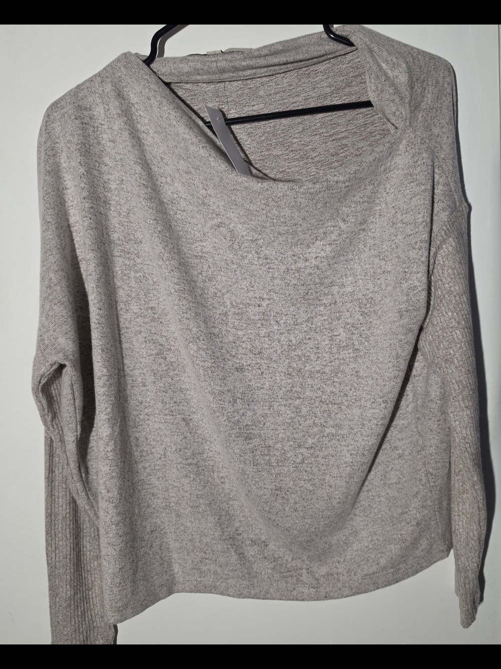 LOFT Heathered Taupe Cowl Turtleneck Sweater